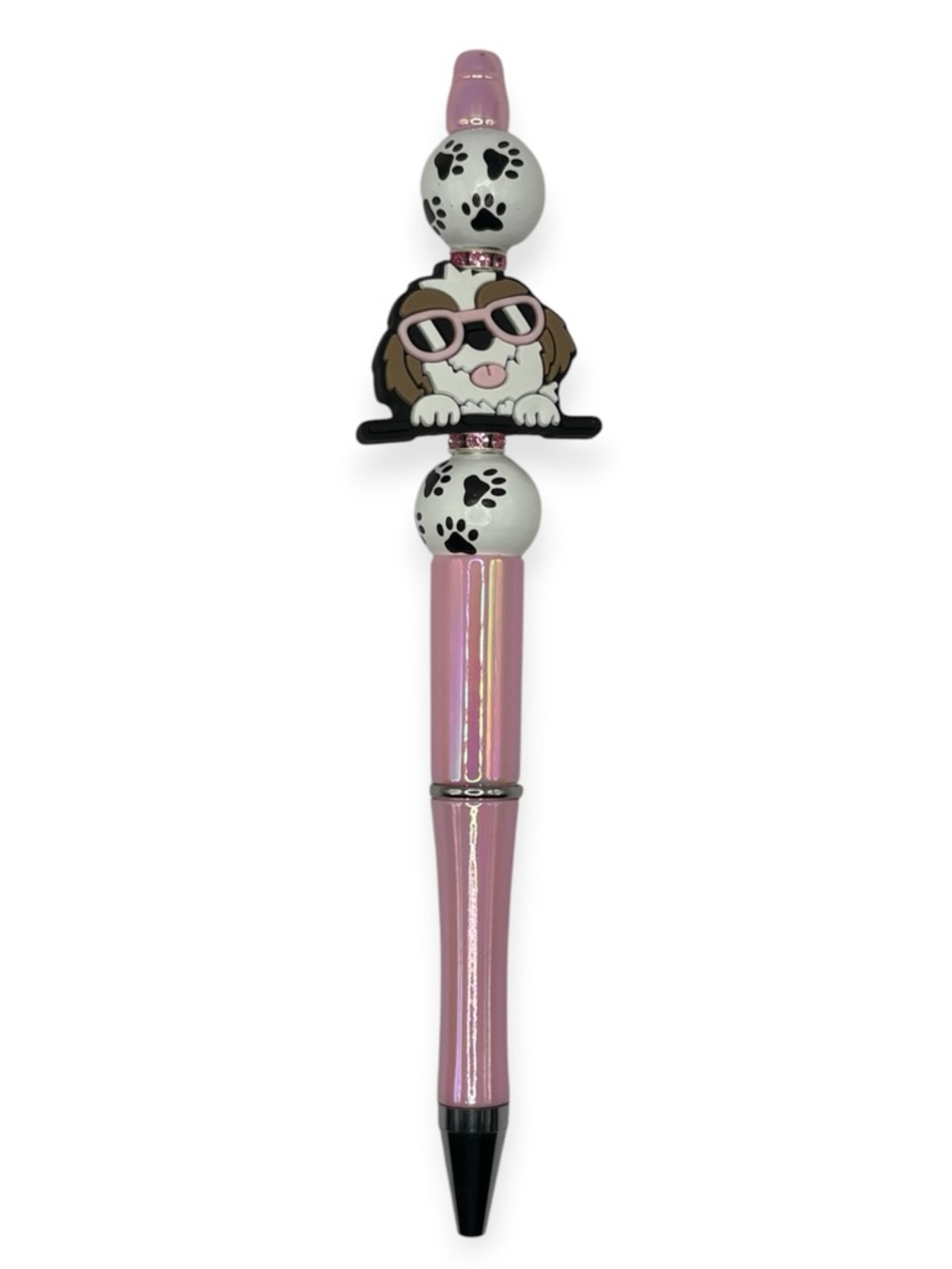 Dog Theme Beaded Pen in Iridescent Pink